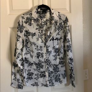 Black and off white toile pattern shirt